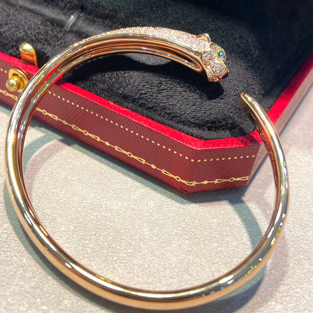 [CharmAmor]PANTHERE HALF DIAMOND OPEN BRACELET