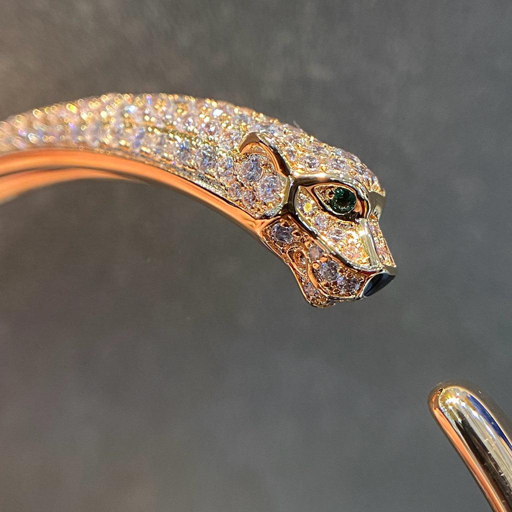 [CharmAmor]PANTHERE HALF DIAMOND OPEN BRACELET
