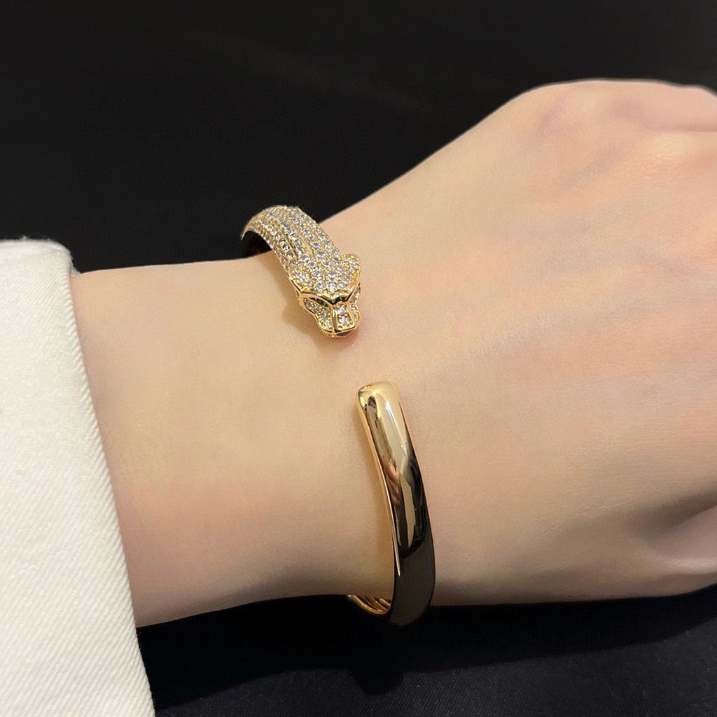 [CharmAmor]PANTHERE HALF DIAMOND OPEN BRACELET