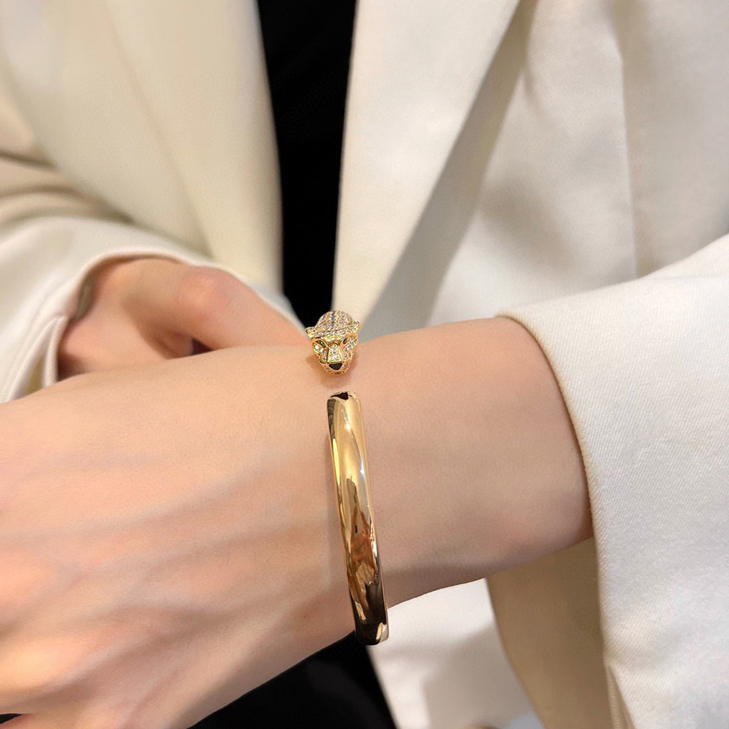 [CharmAmor]PANTHERE HALF DIAMOND OPEN BRACELET