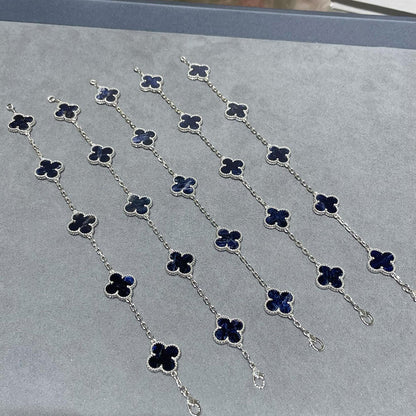 [CharmAmor]CLOVER 5 MOTIF PIETERSITE SILVER BRACELET
