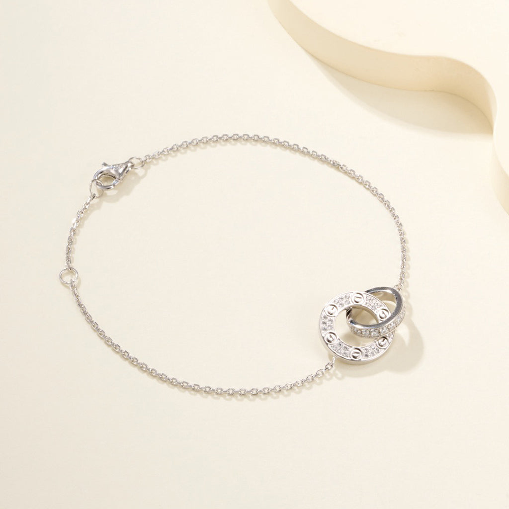 [CharmAmor]LOVE DOUBLE RING FULL DIAMOND BRACELET