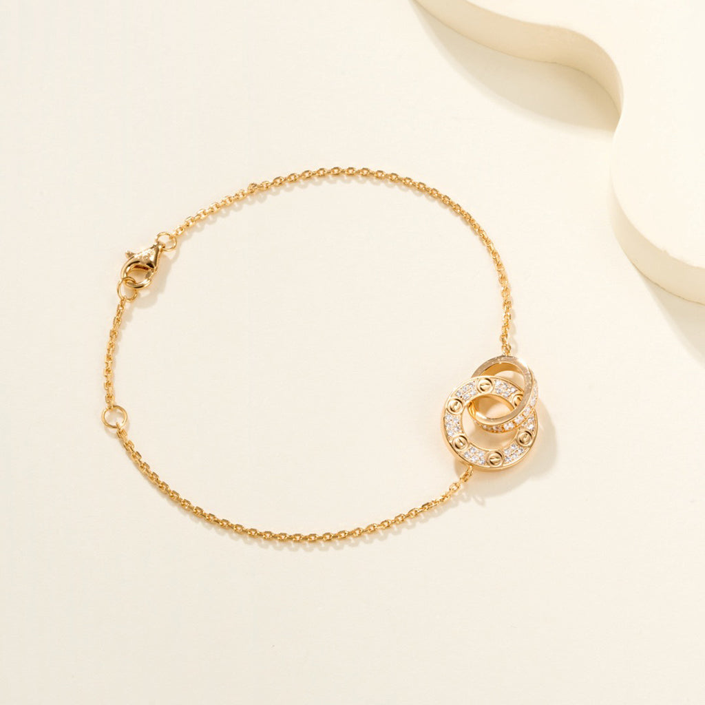 [CharmAmor]LOVE DOUBLE RING FULL DIAMOND BRACELET
