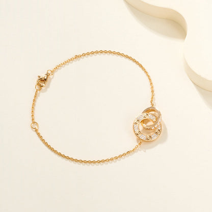 [CharmAmor]LOVE DOUBLE RING FULL DIAMOND BRACELET