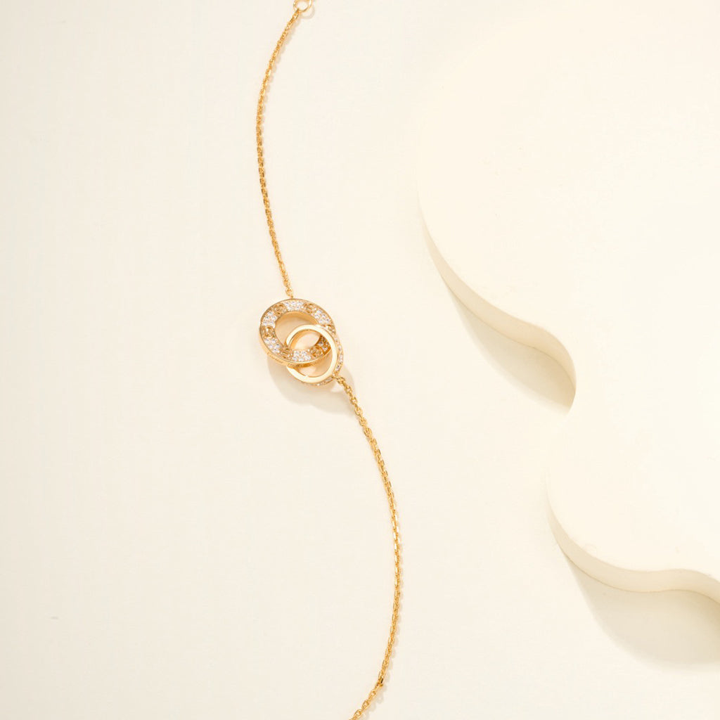 [CharmAmor]LOVE DOUBLE RING FULL DIAMOND BRACELET