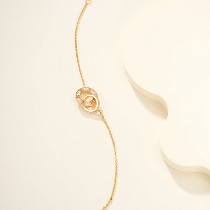 [CharmAmor]LOVE DOUBLE RING FULL DIAMOND BRACELET