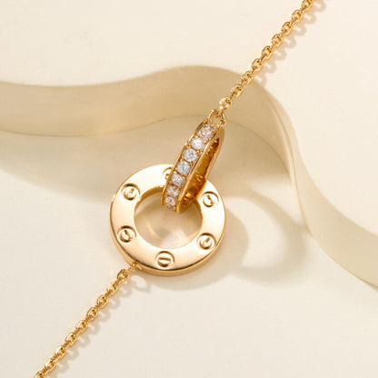 [CharmAmor]LOVE DOUBLE RING FULL DIAMOND BRACELET