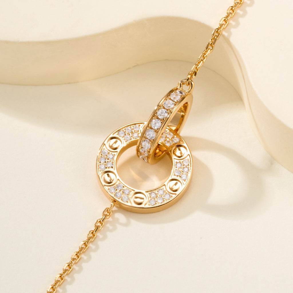 [CharmAmor]LOVE DOUBLE RING FULL DIAMOND BRACELET