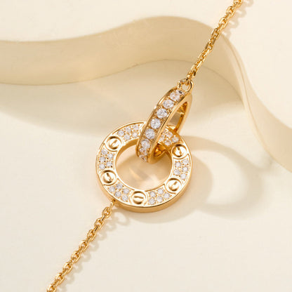 [CharmAmor]LOVE DOUBLE RING FULL DIAMOND BRACELET