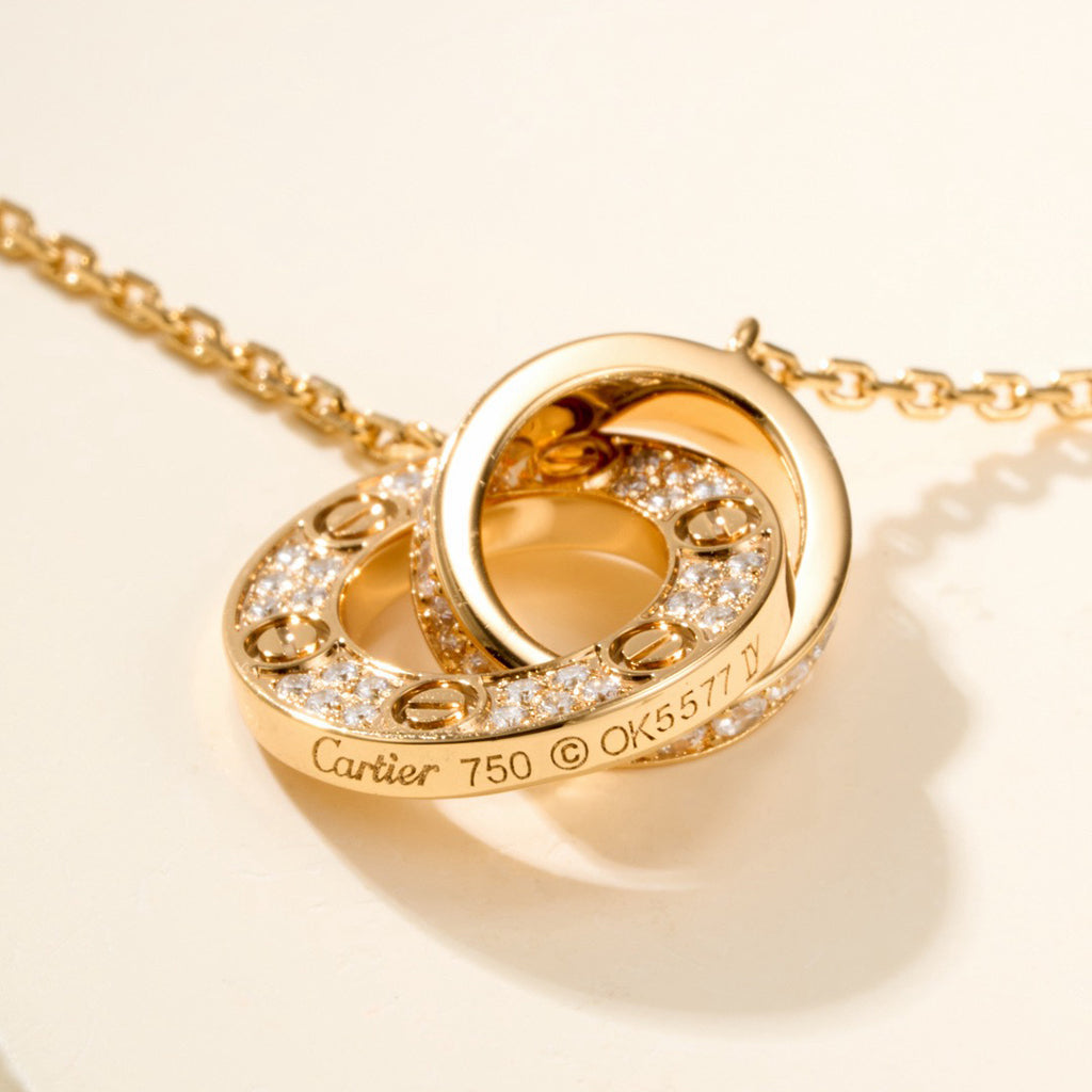 [CharmAmor]LOVE DOUBLE RING FULL DIAMOND BRACELET