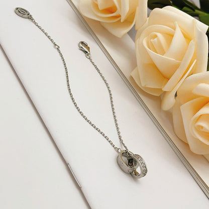 [CharmAmor]LOVE DOUBLE RING HALF DIAMOND BRACELET