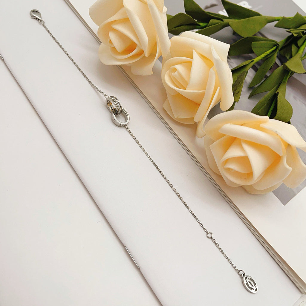 [CharmAmor]LOVE DOUBLE RING HALF DIAMOND BRACELET