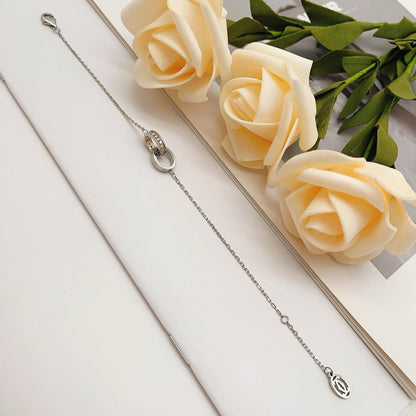 [CharmAmor]LOVE DOUBLE RING HALF DIAMOND BRACELET