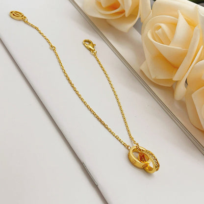[CharmAmor]LOVE DOUBLE RING HALF DIAMOND BRACELET
