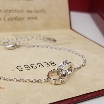 [CharmAmor]LOVE DOUBLE RING HALF DIAMOND BRACELET