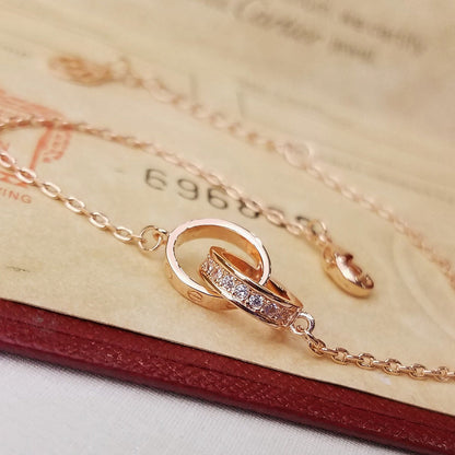 [CharmAmor]LOVE DOUBLE RING HALF DIAMOND BRACELET