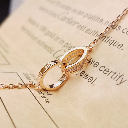 [CharmAmor]LOVE DOUBLE RING HALF DIAMOND BRACELET