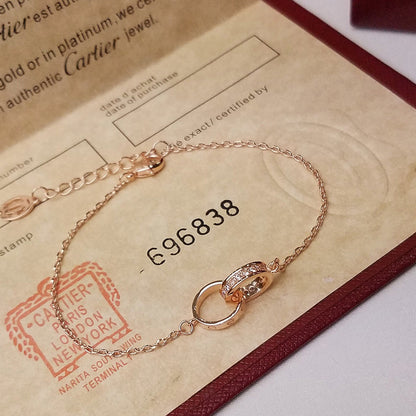 [CharmAmor]LOVE DOUBLE RING HALF DIAMOND BRACELET