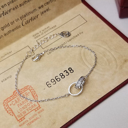 [CharmAmor]LOVE DOUBLE RING HALF DIAMOND BRACELET