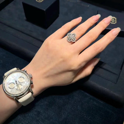 [CharmAmor]LOOP RING FULL MOTIF DIAMOND 16MM SILVE