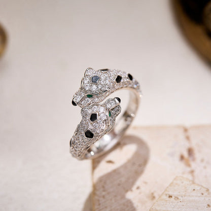 [CharmAmor]PANTHERE DOUBLE HEADED FULL DIAMOND  RING