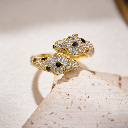 [CharmAmor]PANTHERE DOUBLE HEADED FULL DIAMOND  RING