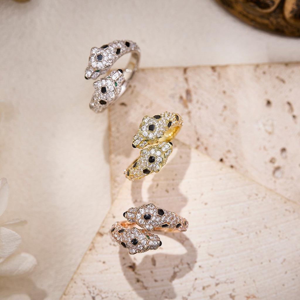[CharmAmor]PANTHERE DOUBLE HEADED FULL DIAMOND  RING