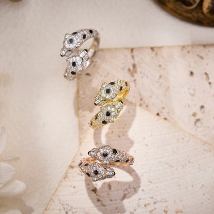 [CharmAmor]PANTHERE DOUBLE HEADED FULL DIAMOND  RING