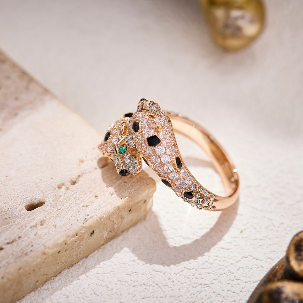 [CharmAmor]PANTHERE DOUBLE HEADED FULL DIAMOND  RING