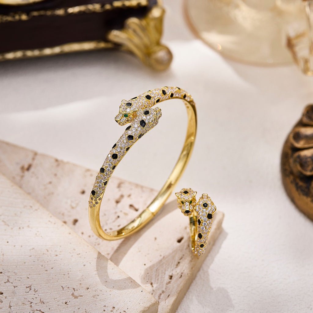 [CharmAmor]PANTHERE DOUBLE HEADED FULL DIAMOND  RING