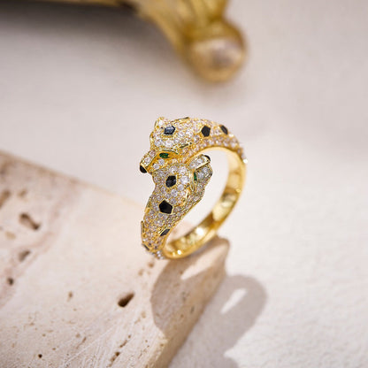 [CharmAmor]PANTHERE DOUBLE HEADED FULL DIAMOND  RING