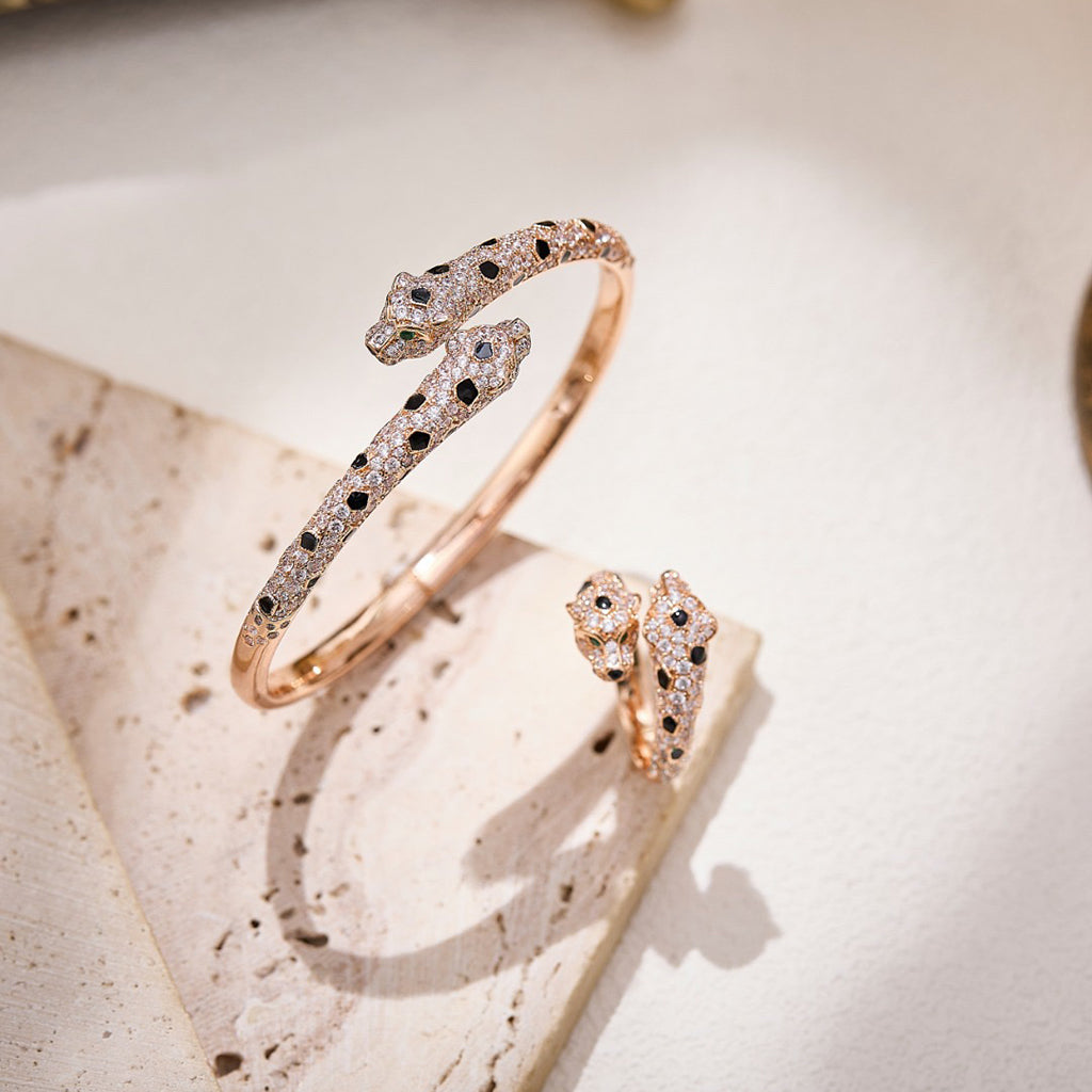 [CharmAmor]PANTHERE DOUBLE HEADED FULL DIAMOND  RING