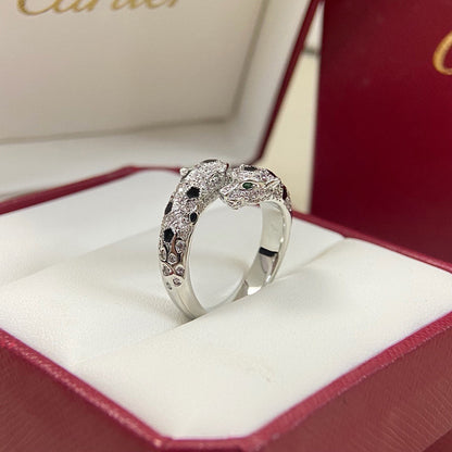 [CharmAmor]PANTHERE DOUBLE HEADED FULL DIAMOND  RING