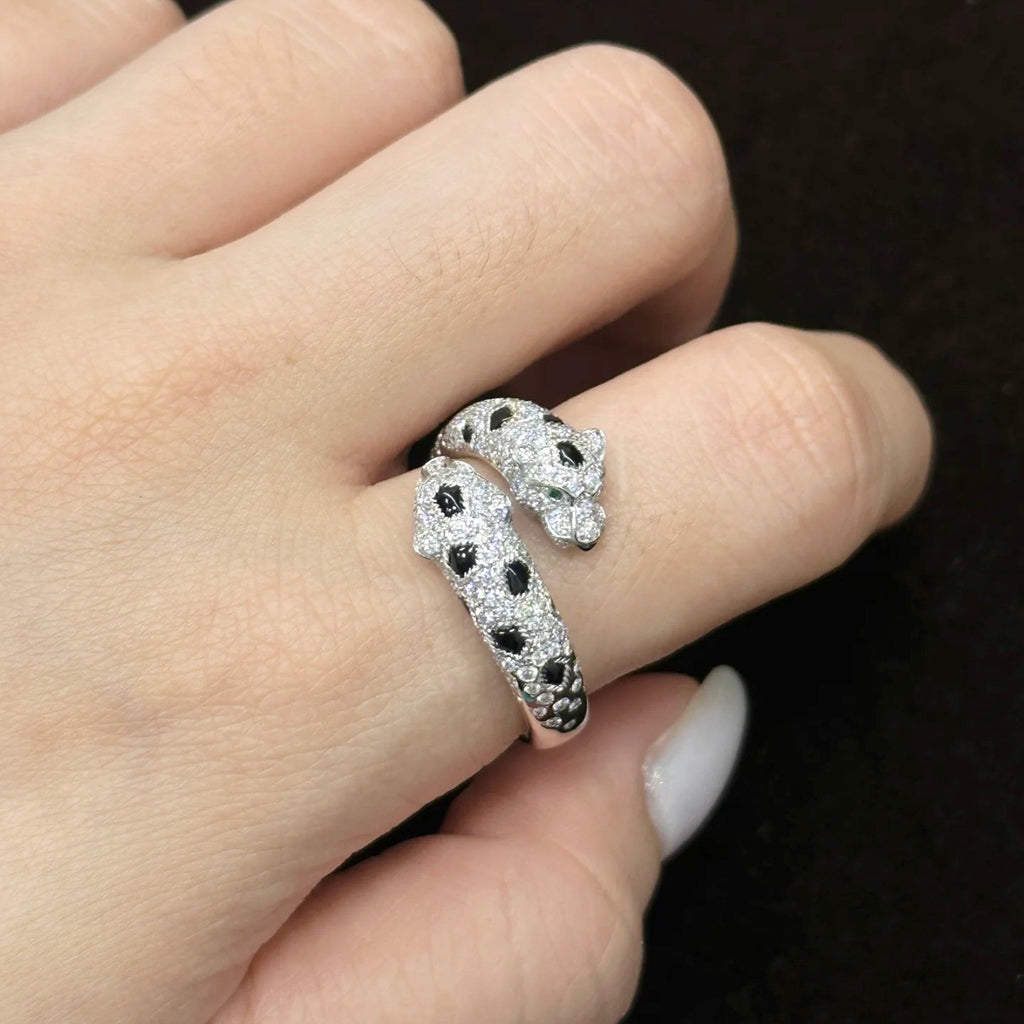 [CharmAmor]PANTHERE DOUBLE HEADED FULL DIAMOND  RING