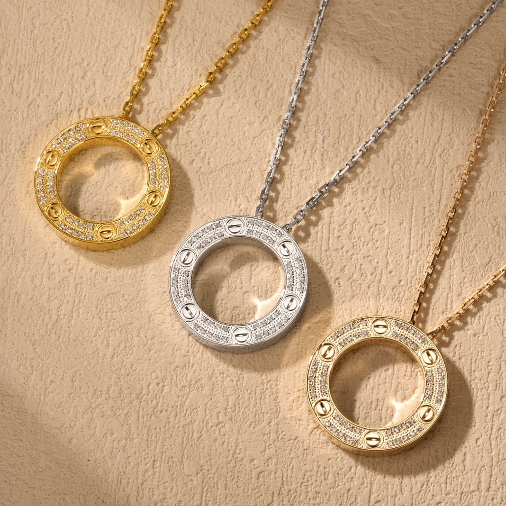 [CharmAmor]LOVE NECKLACE 16MM  FULL DIAMOND