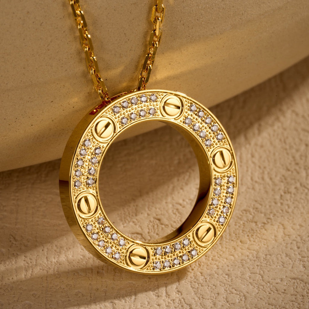 [CharmAmor]LOVE NECKLACE 16MM  FULL DIAMOND