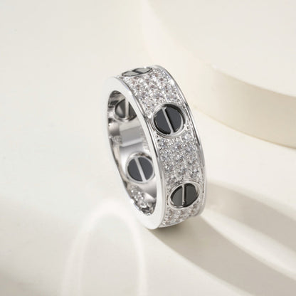 [CharmAmor]LOVE RING 5.5MM DIAMONDS PAVED CERAMIC