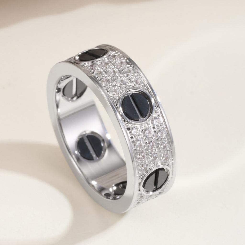 [CharmAmor]LOVE RING 5.5MM DIAMONDS PAVED CERAMIC