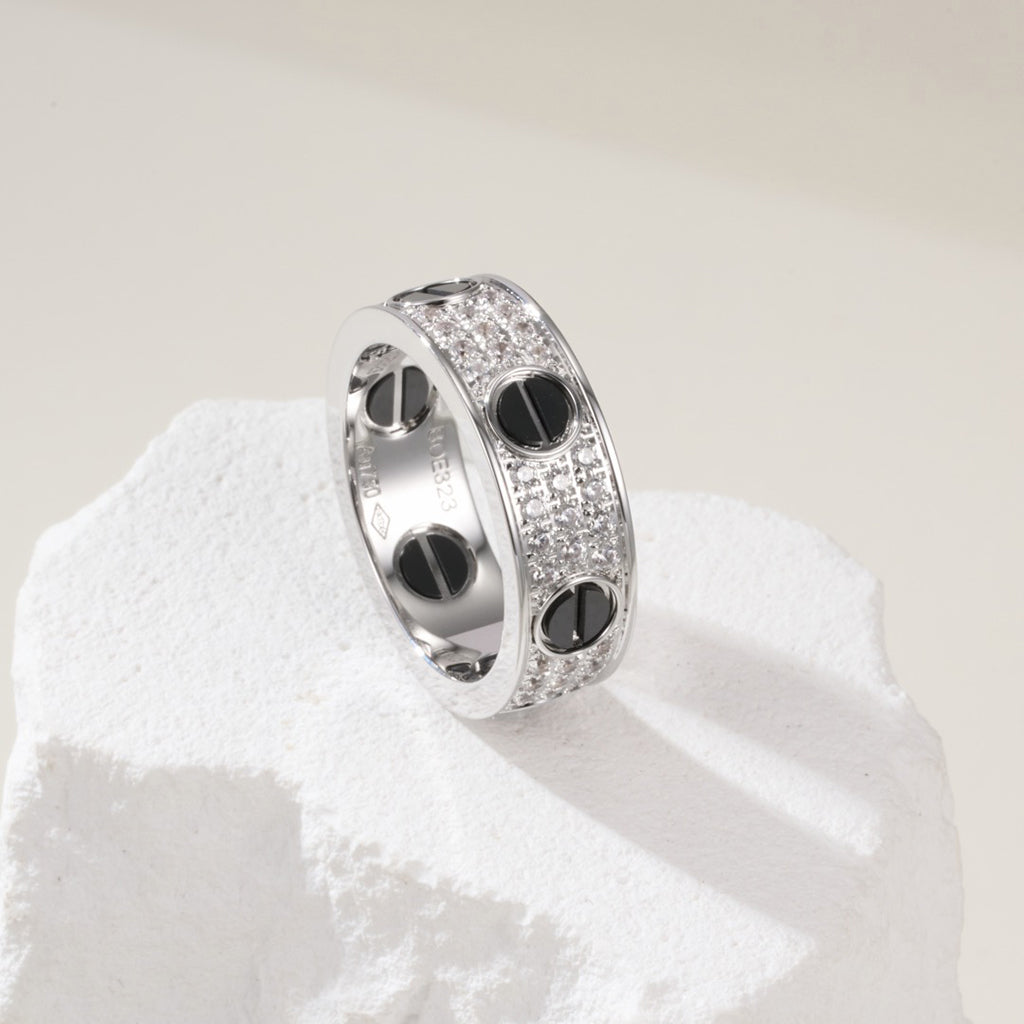 [CharmAmor]LOVE RING 5.5MM DIAMONDS PAVED CERAMIC