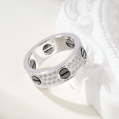 [CharmAmor]LOVE RING 5.5MM DIAMONDS PAVED CERAMIC