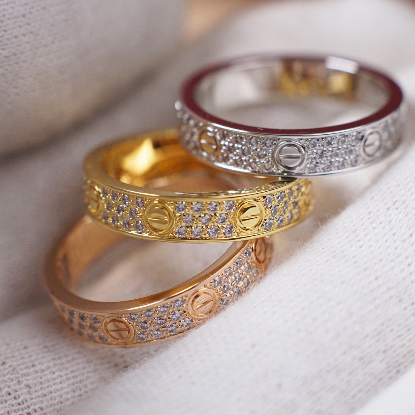[CharmAmor]LOVE RING 4.0MM DIAMOND PAVED