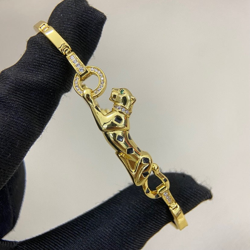 [CharmAmor]PANTHERE HALF DIAMOND ON CHAIN BRACELET