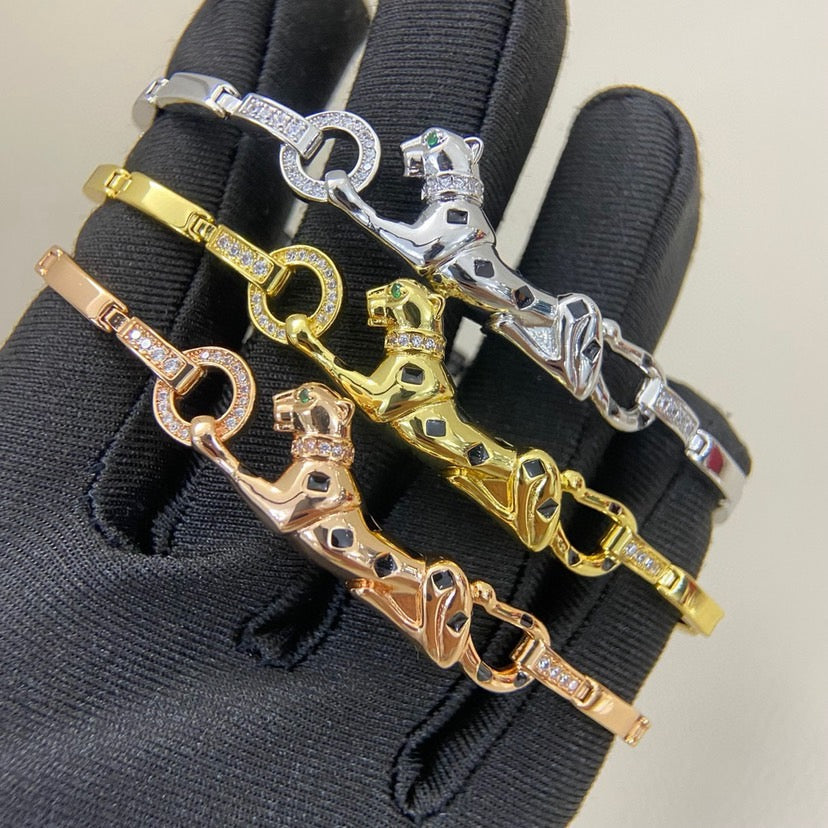 [CharmAmor]PANTHERE HALF DIAMOND ON CHAIN BRACELET