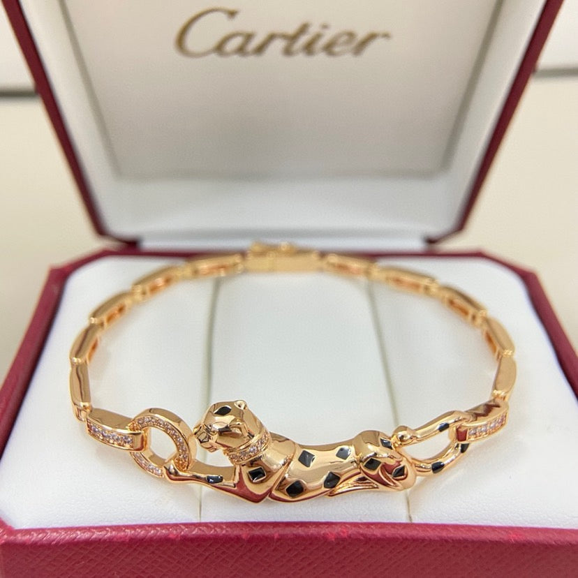 [CharmAmor]PANTHERE HALF DIAMOND ON CHAIN BRACELET