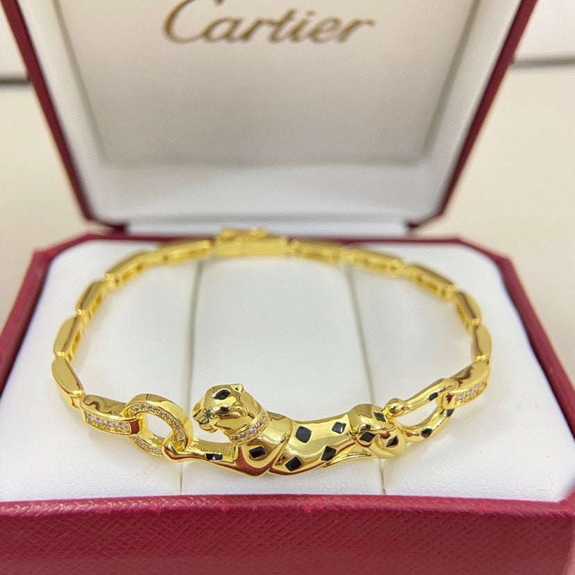 [CharmAmor]PANTHERE HALF DIAMOND ON CHAIN BRACELET