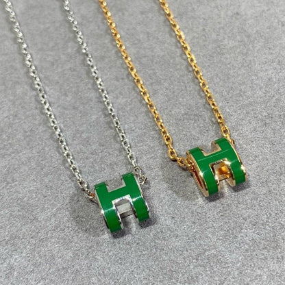 [CharmAmor]POP H GREEN NECKLACE SILVER AND GOLD