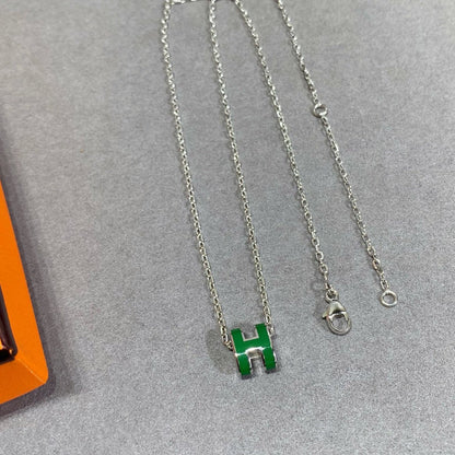 [CharmAmor]POP H GREEN NECKLACE SILVER AND GOLD