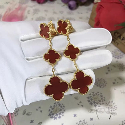 [CharmAmor]CLOVER 3 MOTIF CARNELIAN DROP EARRINGS