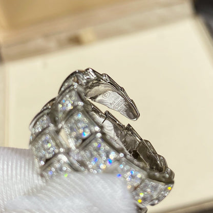 [CharmAmor]SERPENTI DOUBLE RING SILVER DIAMOND PAVED