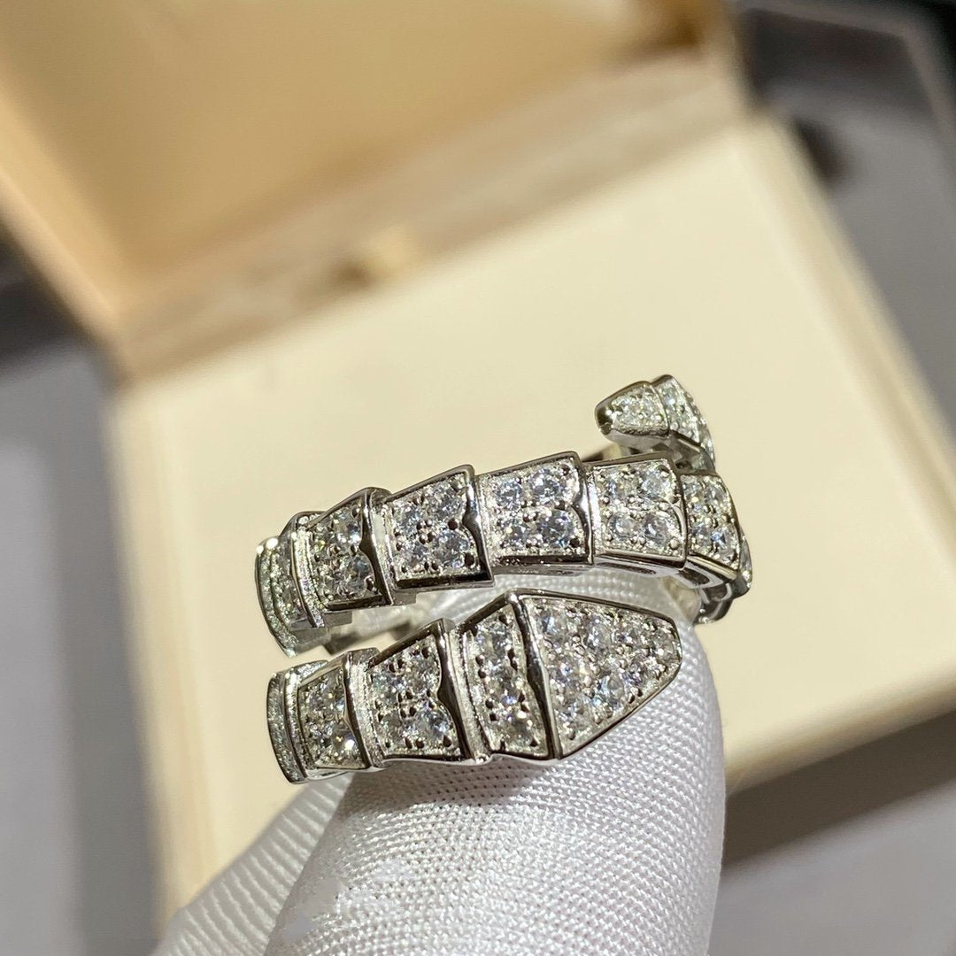 [CharmAmor]SERPENTI DOUBLE RING SILVER DIAMOND PAVED